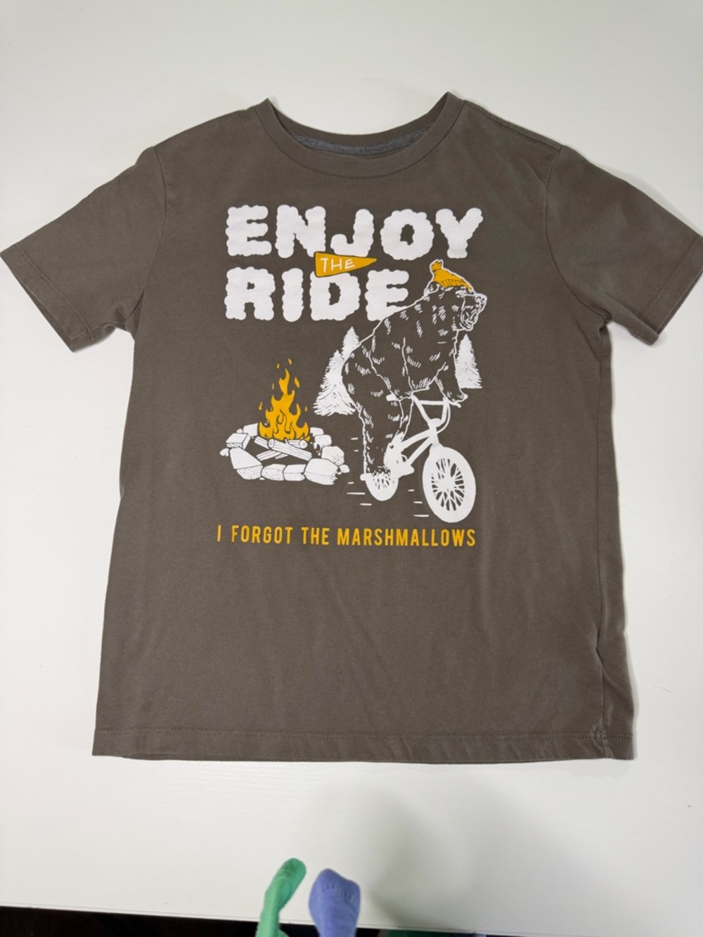 Old Navy Boys Brown 'Enjoy the Ride' Graphic Tee with Yellow Accents
